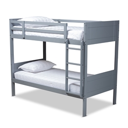 Baxton Studio Elsie Modern and Contemporary Grey Finished Wood Twin Size Bunk Bed